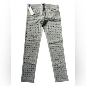 Pinko Women's Skinny Jeans Studded Grey Power StretchEmbellishments NWT